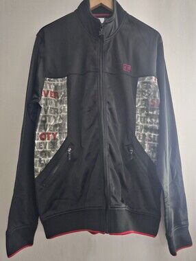 DC Black Full-Zip Men's Track Jacket with Red Accent Large